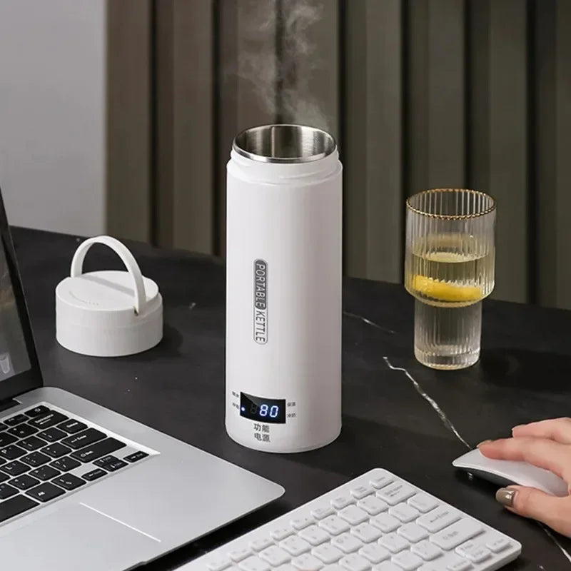 500ML Portable Electric Kettle – Travel Water Boiler & Thermal Cup | Fast Boil, Keep Warm, Anti-Scald Design for Tea & Coffee