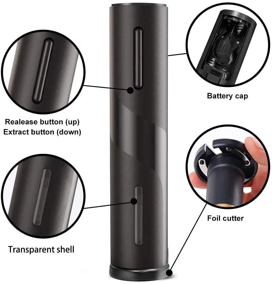 OFENGIQ Electric Wine Opener – Automatic Corkscrew with Foil Cutter | Sleek, Battery-Powered Bottle Opener for Red Wine