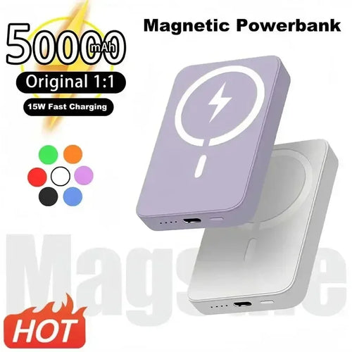 50,000mAh Magnetic Power Bank – 20W Fast Charging, Wireless & USB-C External Battery Pack for iPhone 13–15, Xiaomi, Samsung