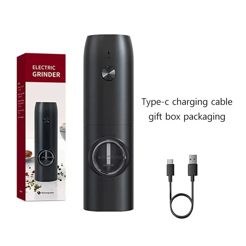Rechargeable Electric Salt & Pepper Grinder Set with LED Light, Adjustable Coarseness, and Charging Base (2-Pack)