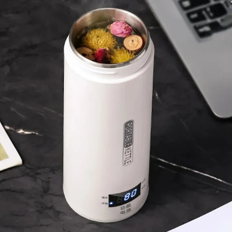 500ML Portable Electric Kettle – Travel Water Boiler & Thermal Cup | Fast Boil, Keep Warm, Anti-Scald Design for Tea & Coffee