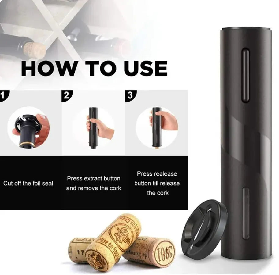 OFENGIQ Electric Wine Opener – Automatic Corkscrew with Foil Cutter | Sleek, Battery-Powered Bottle Opener for Red Wine