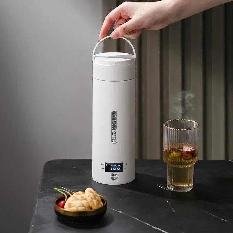 500ML Portable Electric Kettle – Travel Water Boiler & Thermal Cup | Fast Boil, Keep Warm, Anti-Scald Design for Tea & Coffee